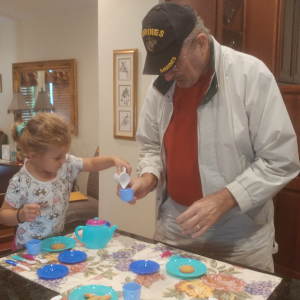 Great-Granddaddy & Lilianna tea party